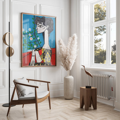 Premium Poster of Abstract Modern Art Woman in Red Chair Posters