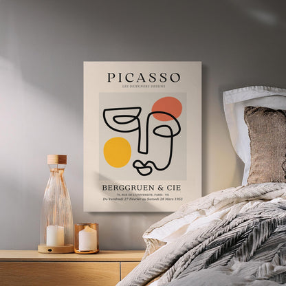 Premium Poster of Abstract Picasso Face Yellow Orange Red Canvas Wraps
