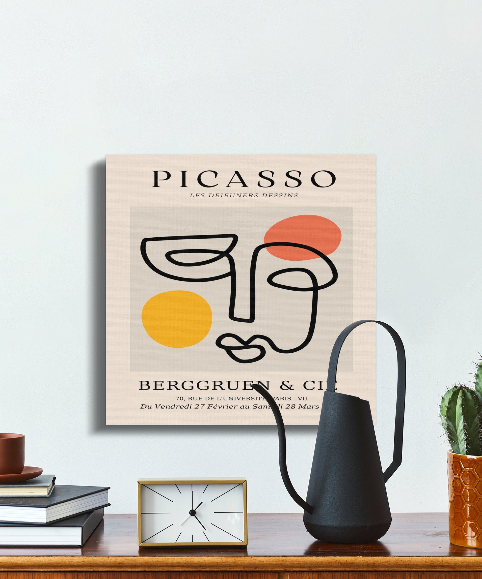 Premium Poster of Abstract Picasso Face Yellow Orange Red Canvas Wraps