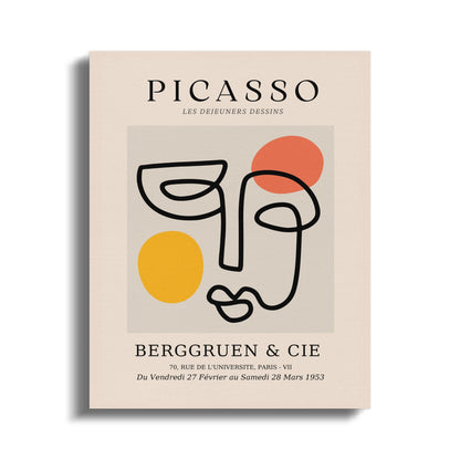 Premium Poster of Abstract Picasso Face Yellow Orange Red Canvas Wraps