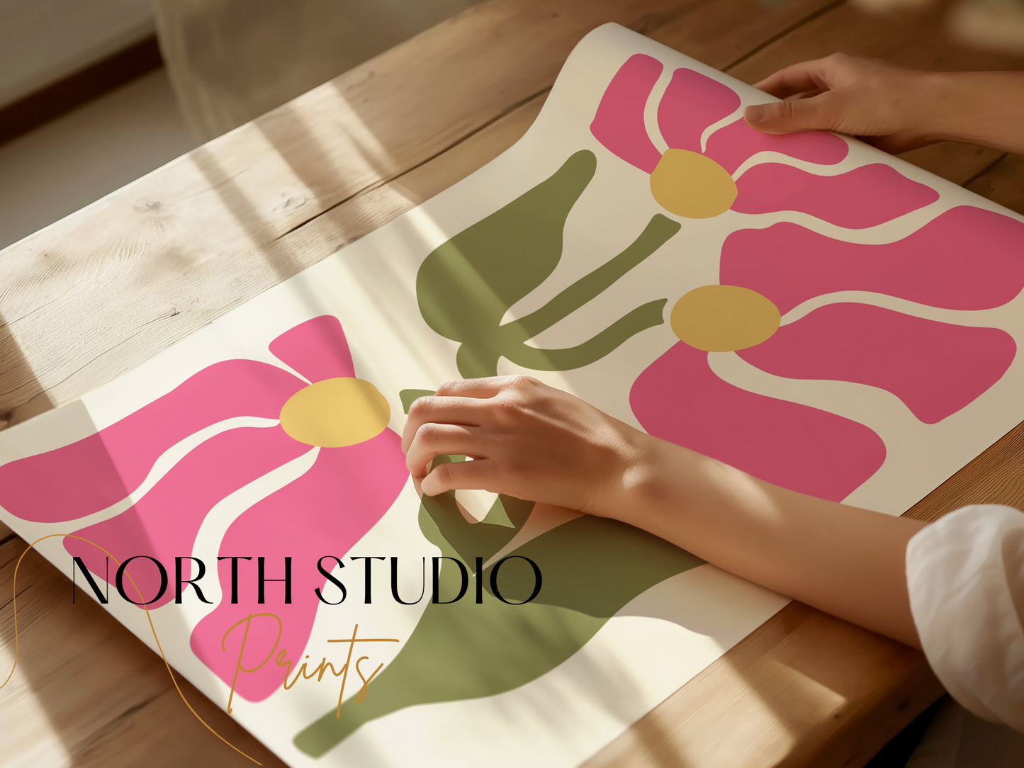 Premium Poster of Abstract Pink Floral Art Print Posters