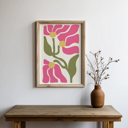 Premium Poster of Abstract Pink Floral Art Print Posters