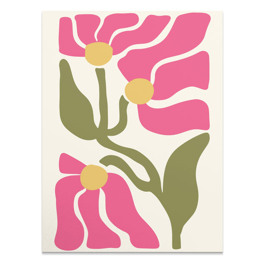 Premium Poster of Abstract Pink Floral Art Print Posters