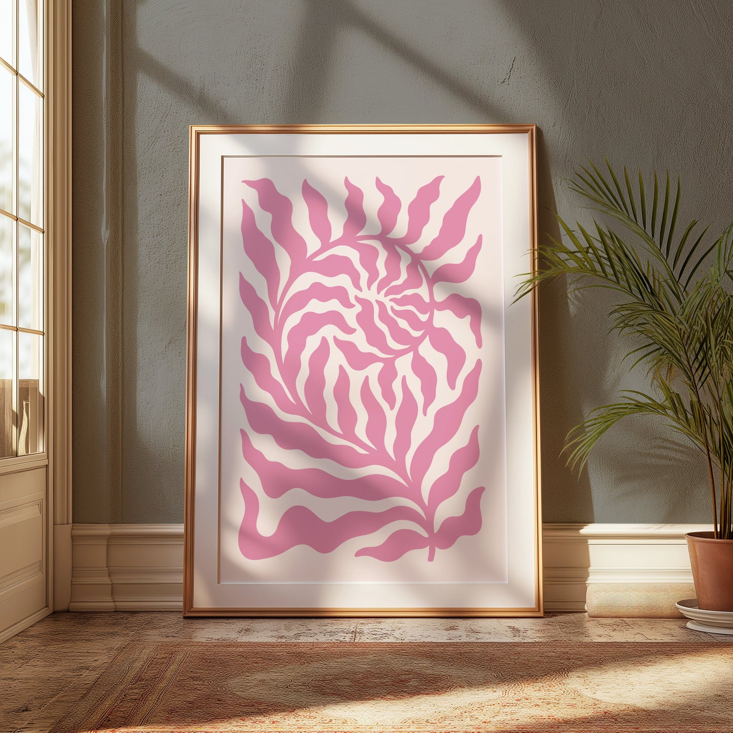 Premium Poster of Abstract Pink Floral Swirl Pattern Wall Art Posters