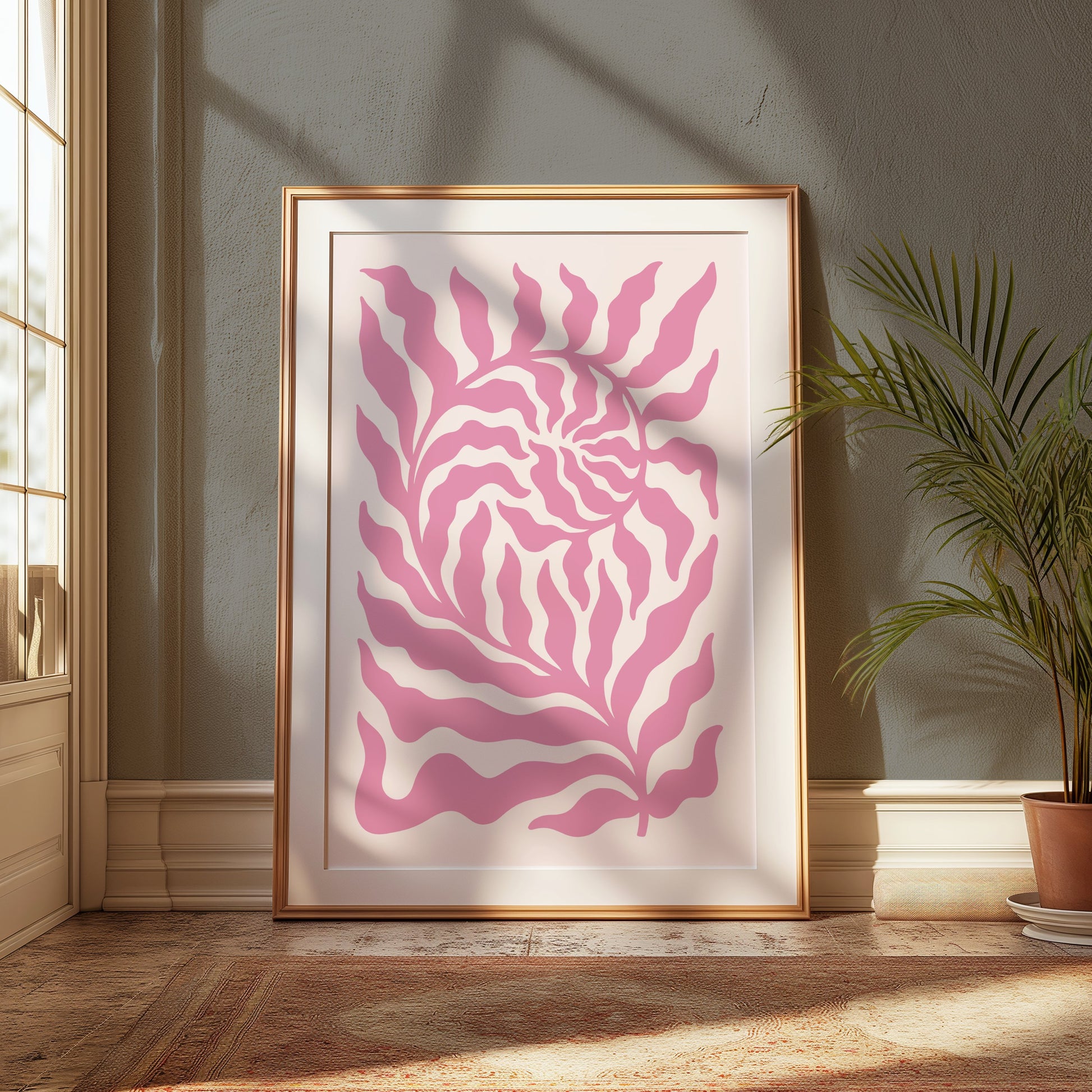 Premium Poster of Abstract Pink Floral Swirl Pattern Wall Art Posters