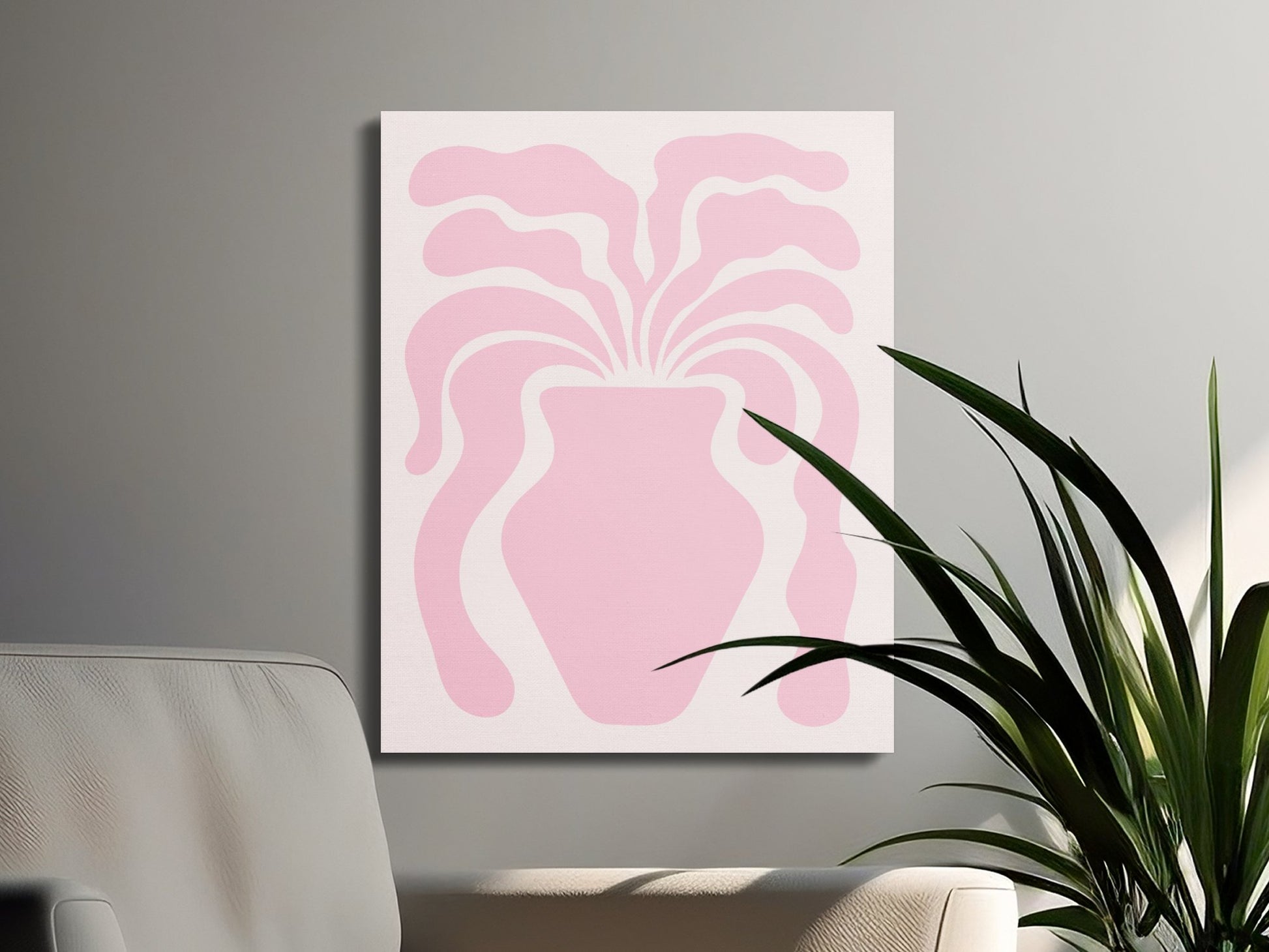 Premium Poster of Abstract Pink Floral Vase Art Canvas Wraps