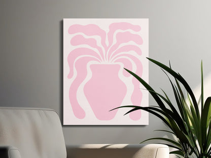 Premium Poster of Abstract Pink Floral Vase Art Canvas Wraps