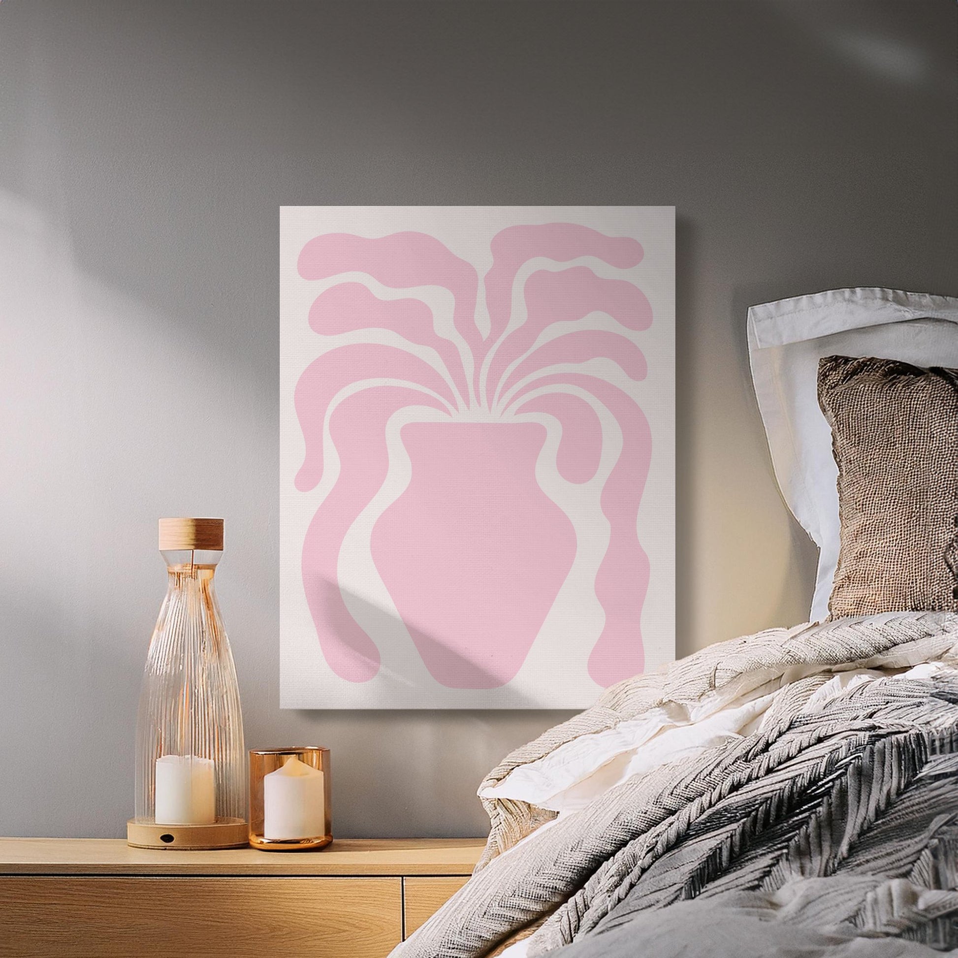 Premium Poster of Abstract Pink Floral Vase Art Canvas Wraps