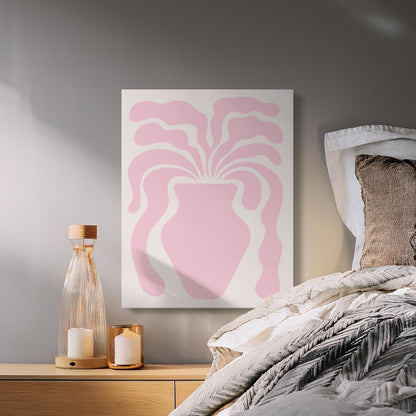 Premium Poster of Abstract Pink Floral Vase Art Canvas Wraps