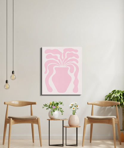 Premium Poster of Abstract Pink Floral Vase Art Canvas Wraps