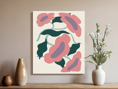 Premium Poster of Abstract Pink Floral Wall Art Flower Canvas Wraps