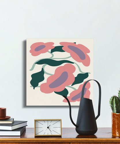 Premium Poster of Abstract Pink Floral Wall Art Flower Canvas Wraps