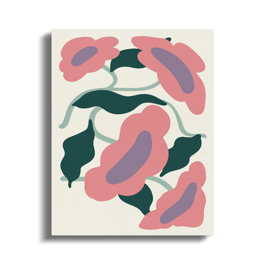 Premium Poster of Abstract Pink Floral Wall Art Flower Canvas Wraps