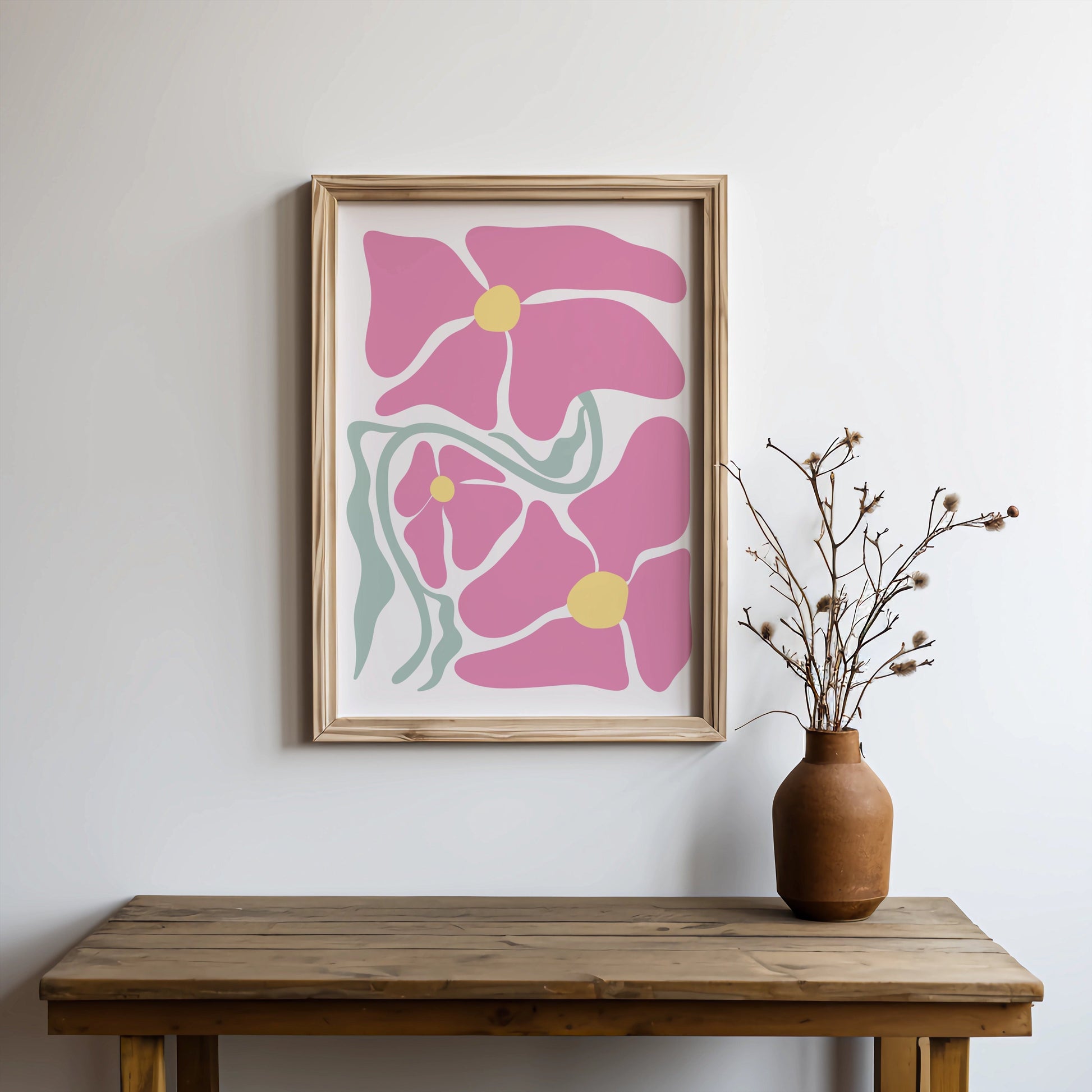 Premium Poster of Abstract Pink Flower Art Print Decorative Wall Posters