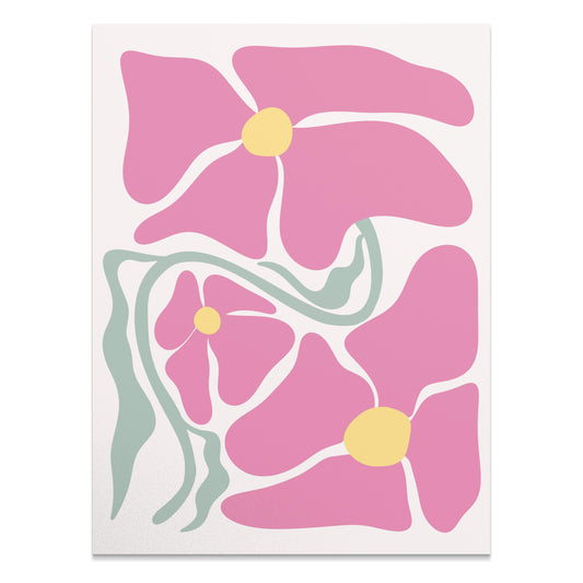 Premium Poster of Abstract Pink Flower Art Print Decorative Wall Posters