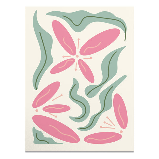Premium Poster of Abstract Pink and Green Botanical Art Print Posters