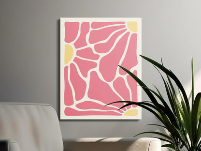 Premium Poster of Abstract Pink and Yellow Floral Wall Art Canvas Wraps
