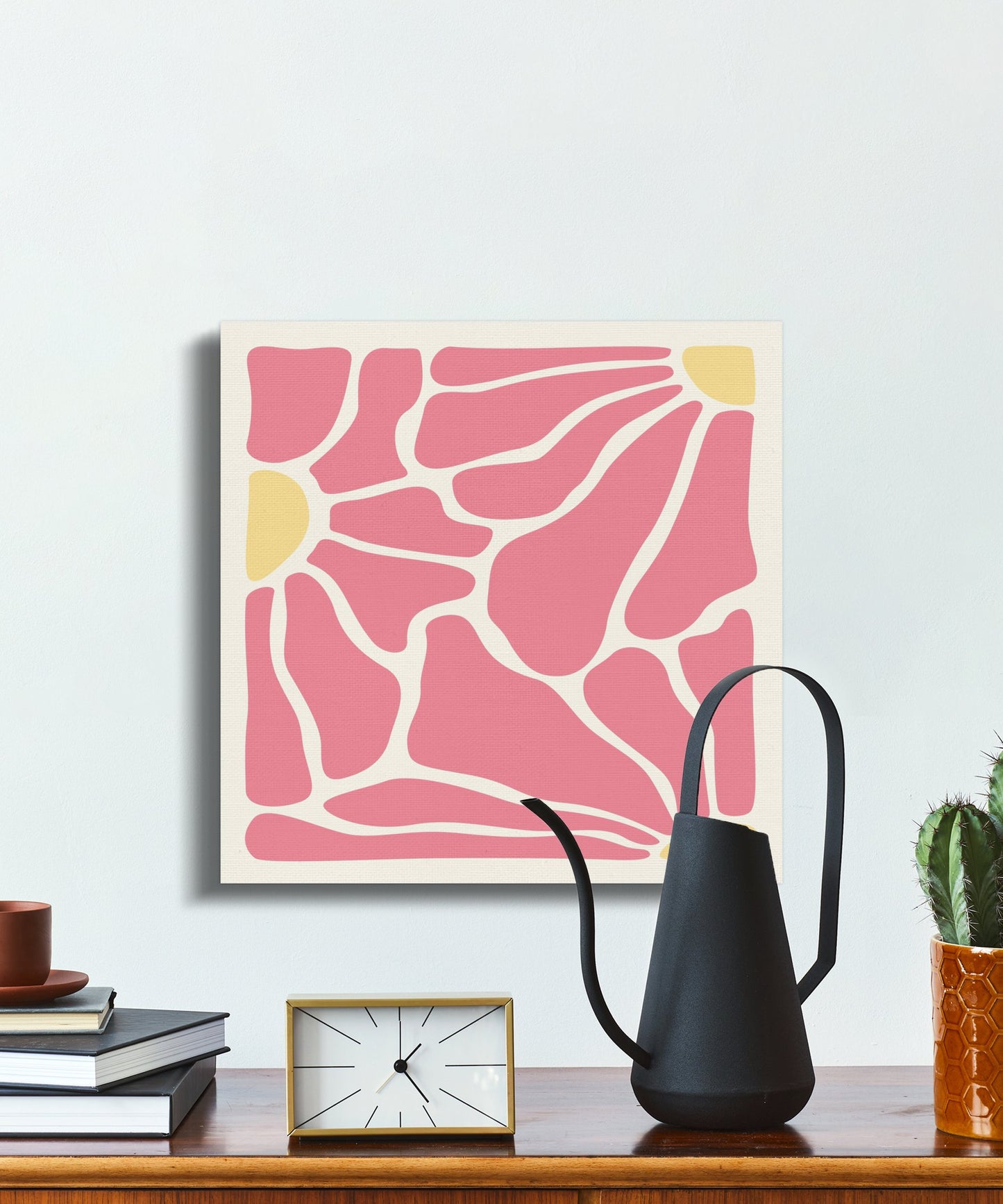 Premium Poster of Abstract Pink and Yellow Floral Wall Art Canvas Wraps