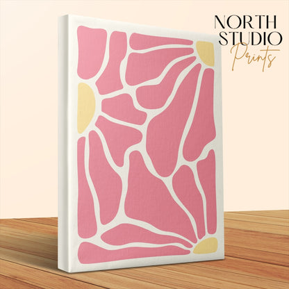 Premium Poster of Abstract Pink and Yellow Floral Wall Art Canvas Wraps
