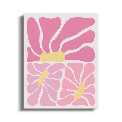 Premium Poster of Abstract Pink and Yellow Flower Art Canvas Wraps