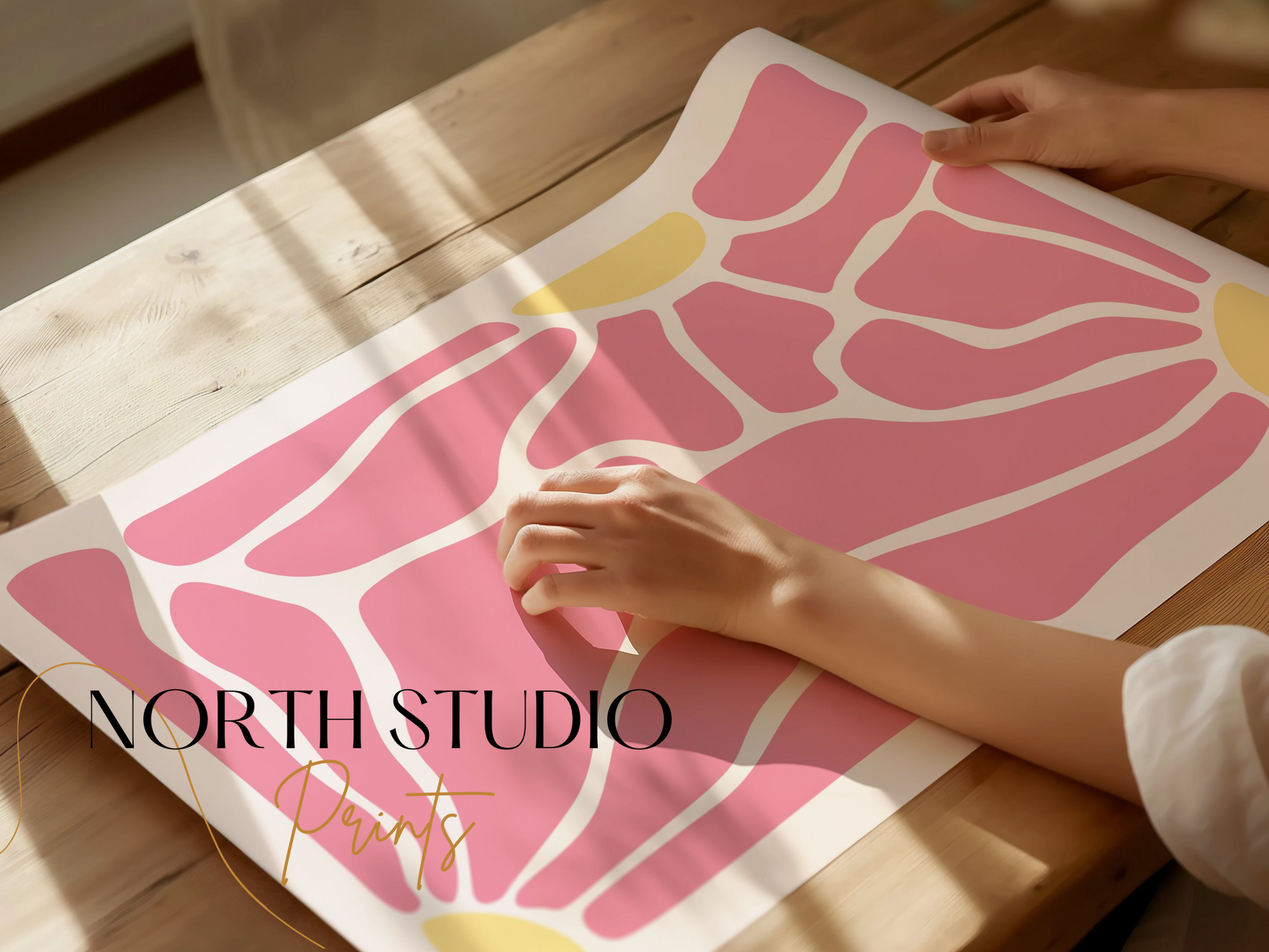 Premium Poster of Abstract Pink and Yellow Geometric Wall Art Posters