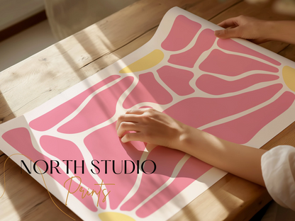 Premium Poster of Abstract Pink and Yellow Geometric Wall Art Posters