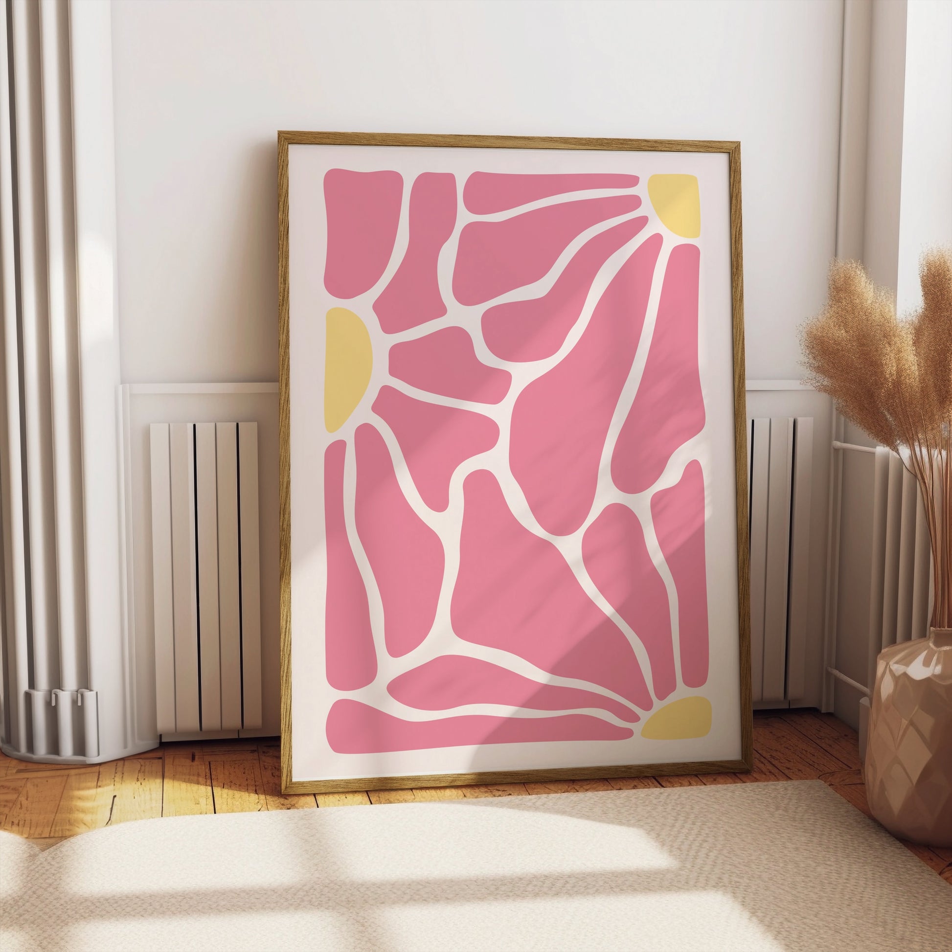 Premium Poster of Abstract Pink and Yellow Geometric Wall Art Posters