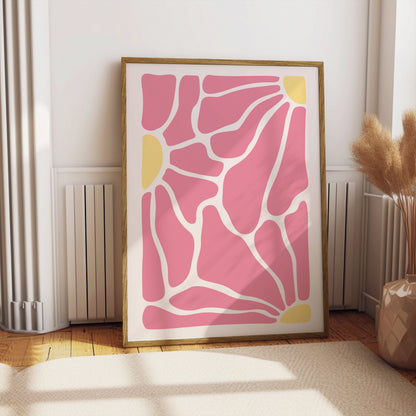 Premium Poster of Abstract Pink and Yellow Geometric Wall Art Posters