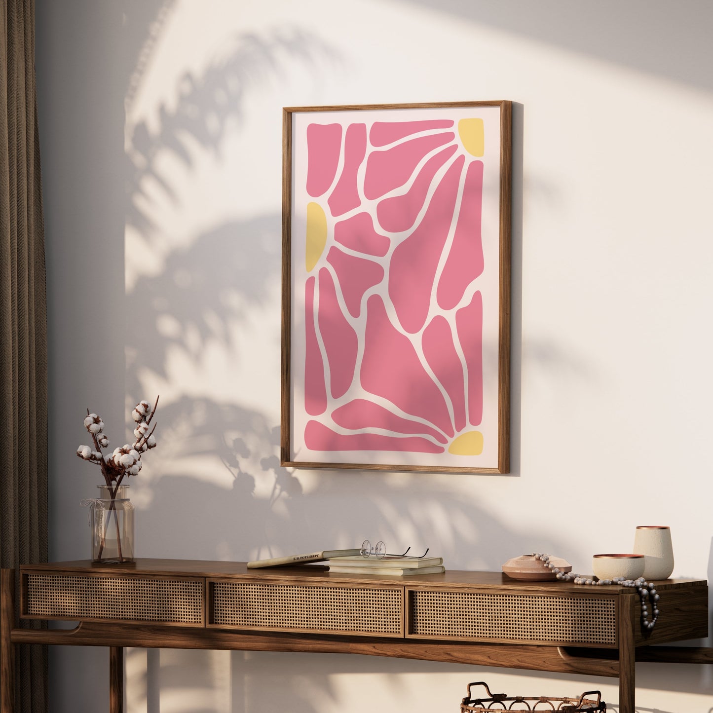 Premium Poster of Abstract Pink and Yellow Geometric Wall Art Posters