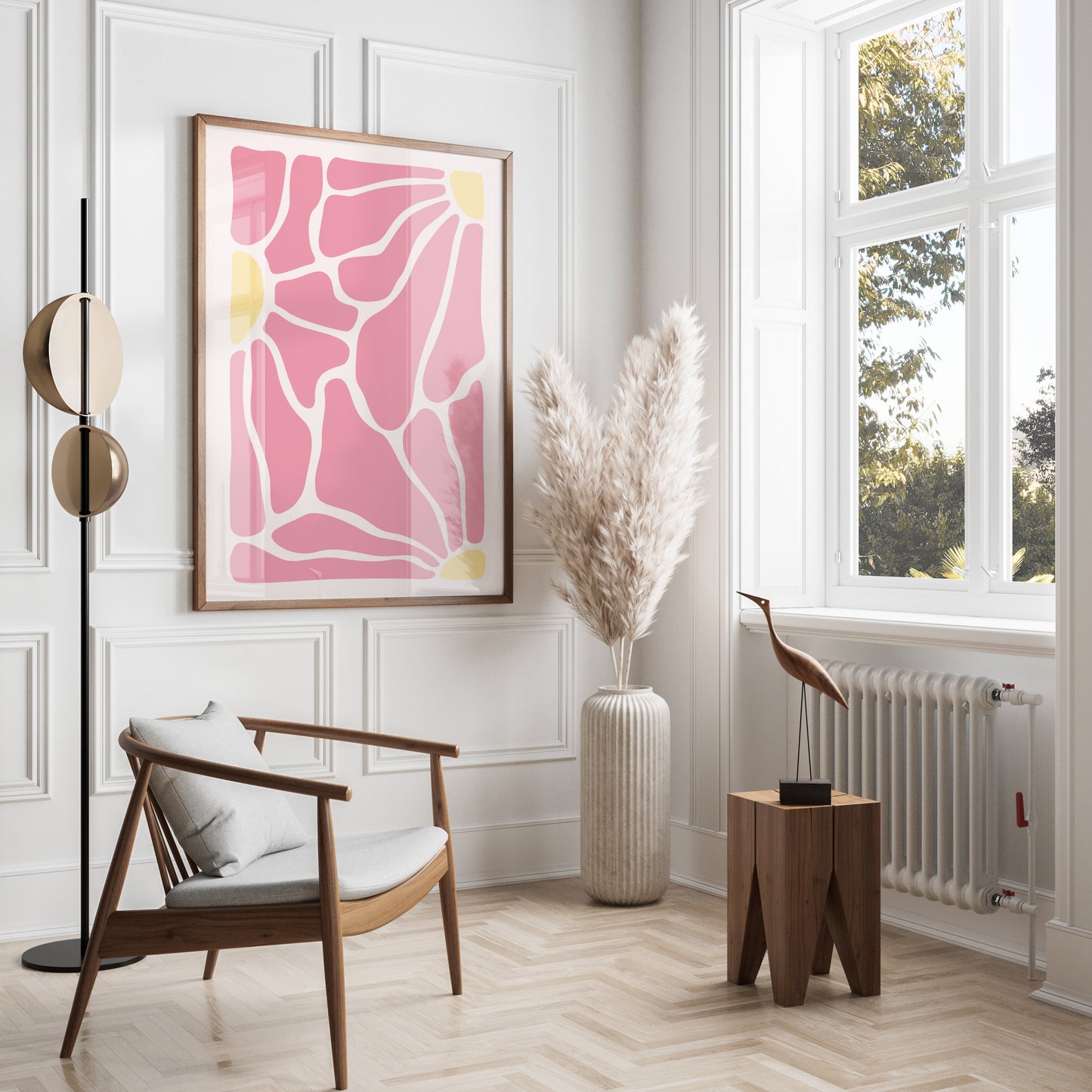 Premium Poster of Abstract Pink and Yellow Geometric Wall Art Posters