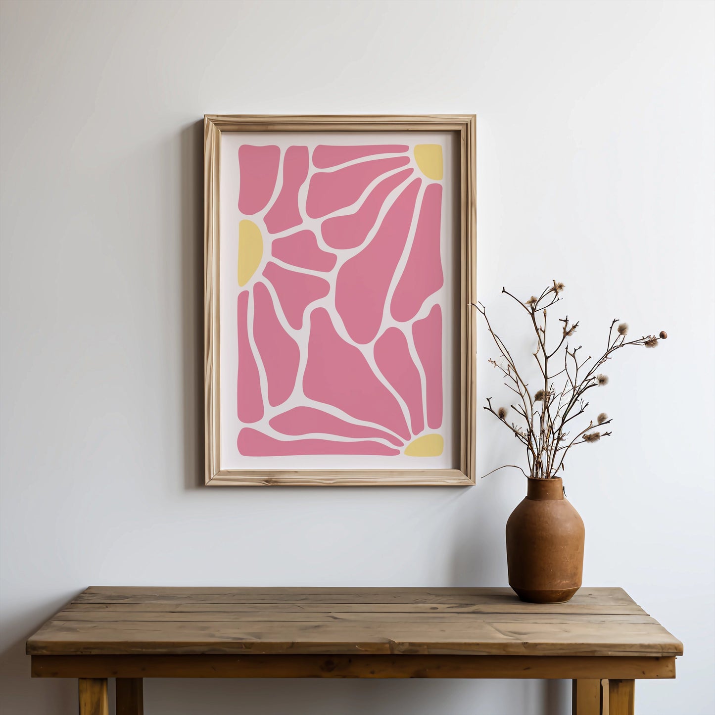 Premium Poster of Abstract Pink and Yellow Geometric Wall Art Posters