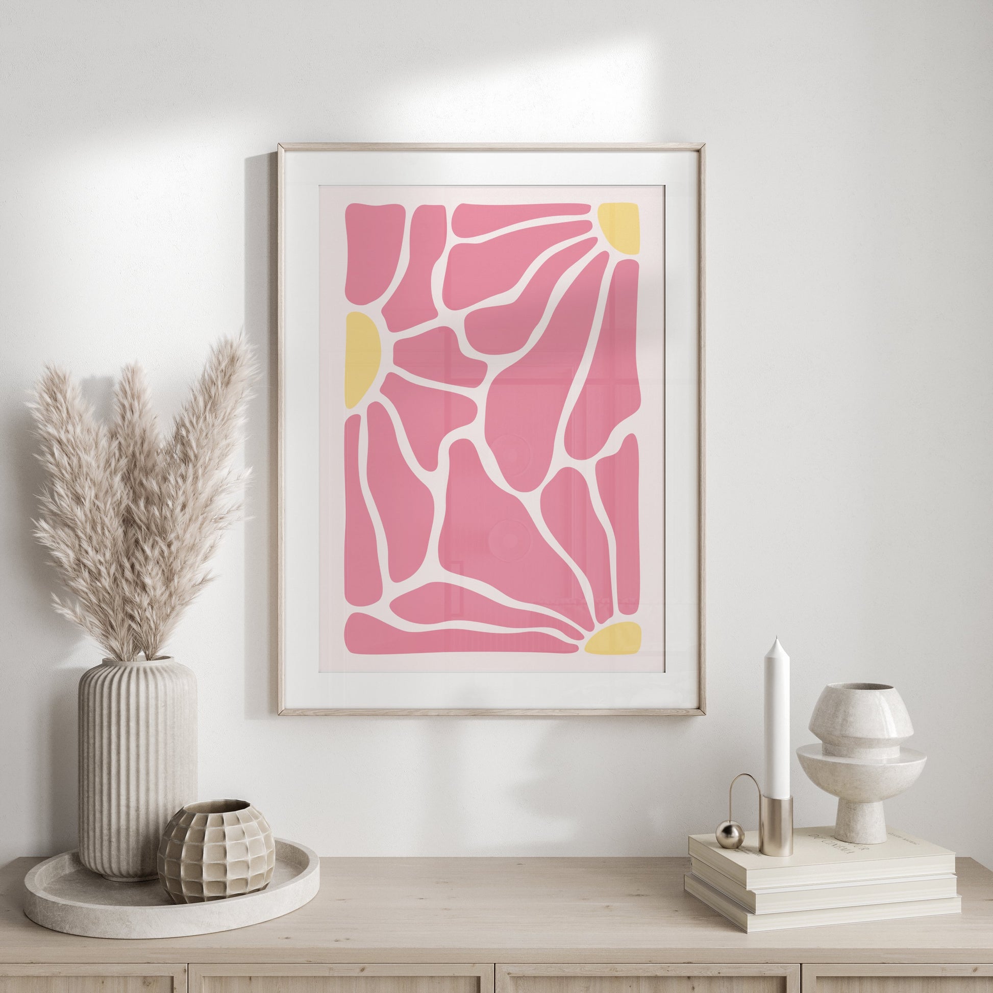 Premium Poster of Abstract Pink and Yellow Geometric Wall Art Posters