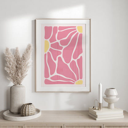 Premium Poster of Abstract Pink and Yellow Geometric Wall Art Posters