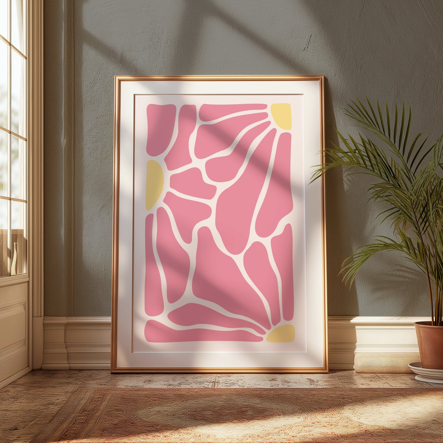 Premium Poster of Abstract Pink and Yellow Geometric Wall Art Posters