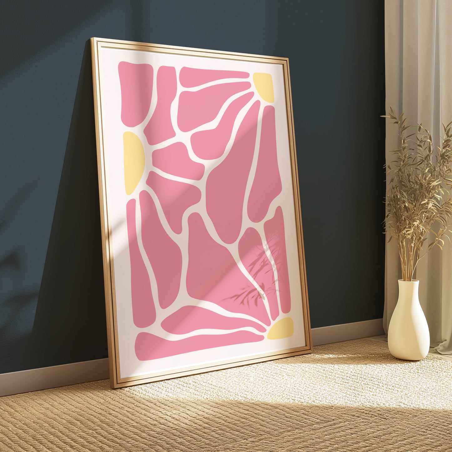 Premium Poster of Abstract Pink and Yellow Geometric Wall Art Posters