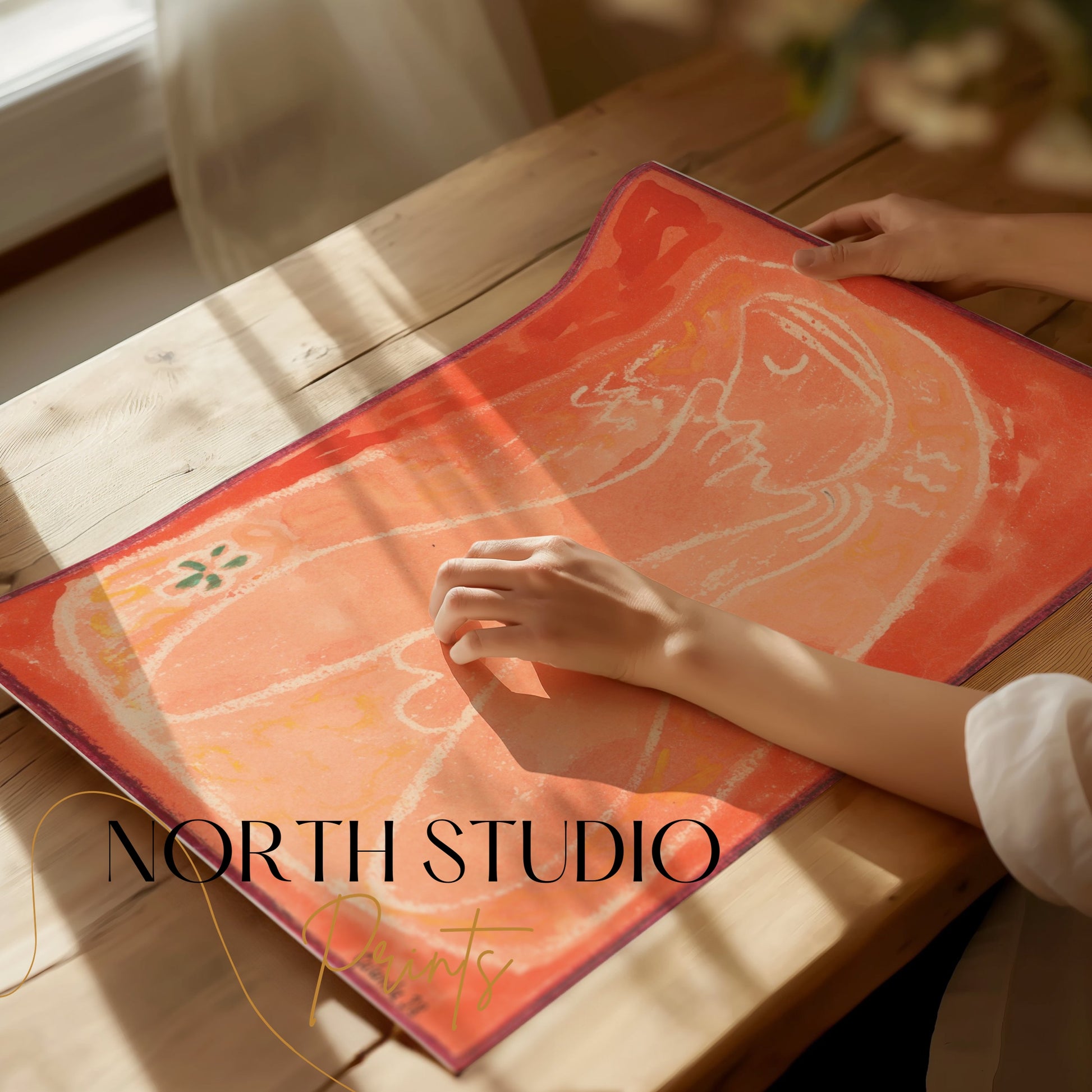 Premium Poster of Abstract Portrait with Red Background Posters