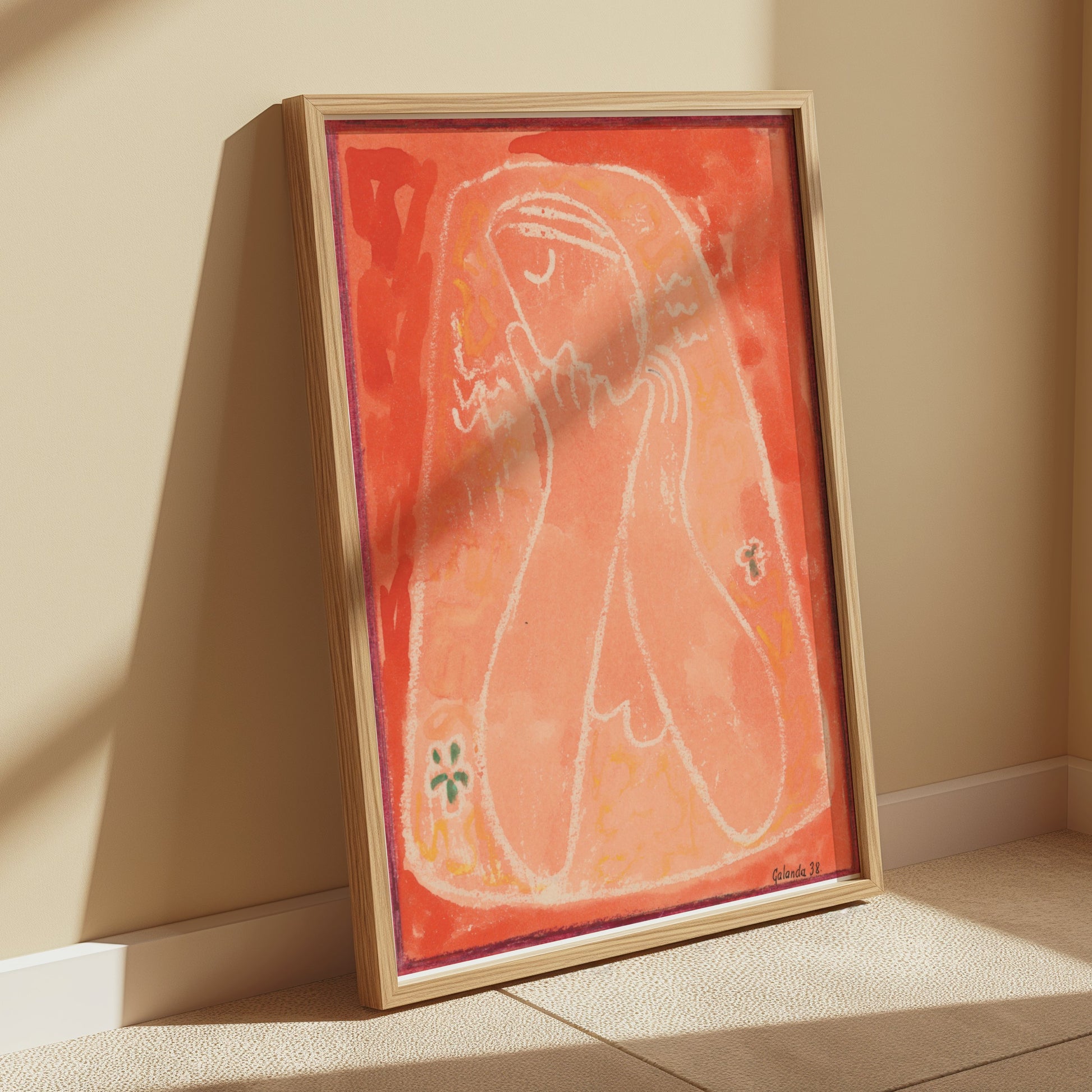 Premium Poster of Abstract Portrait with Red Background Posters