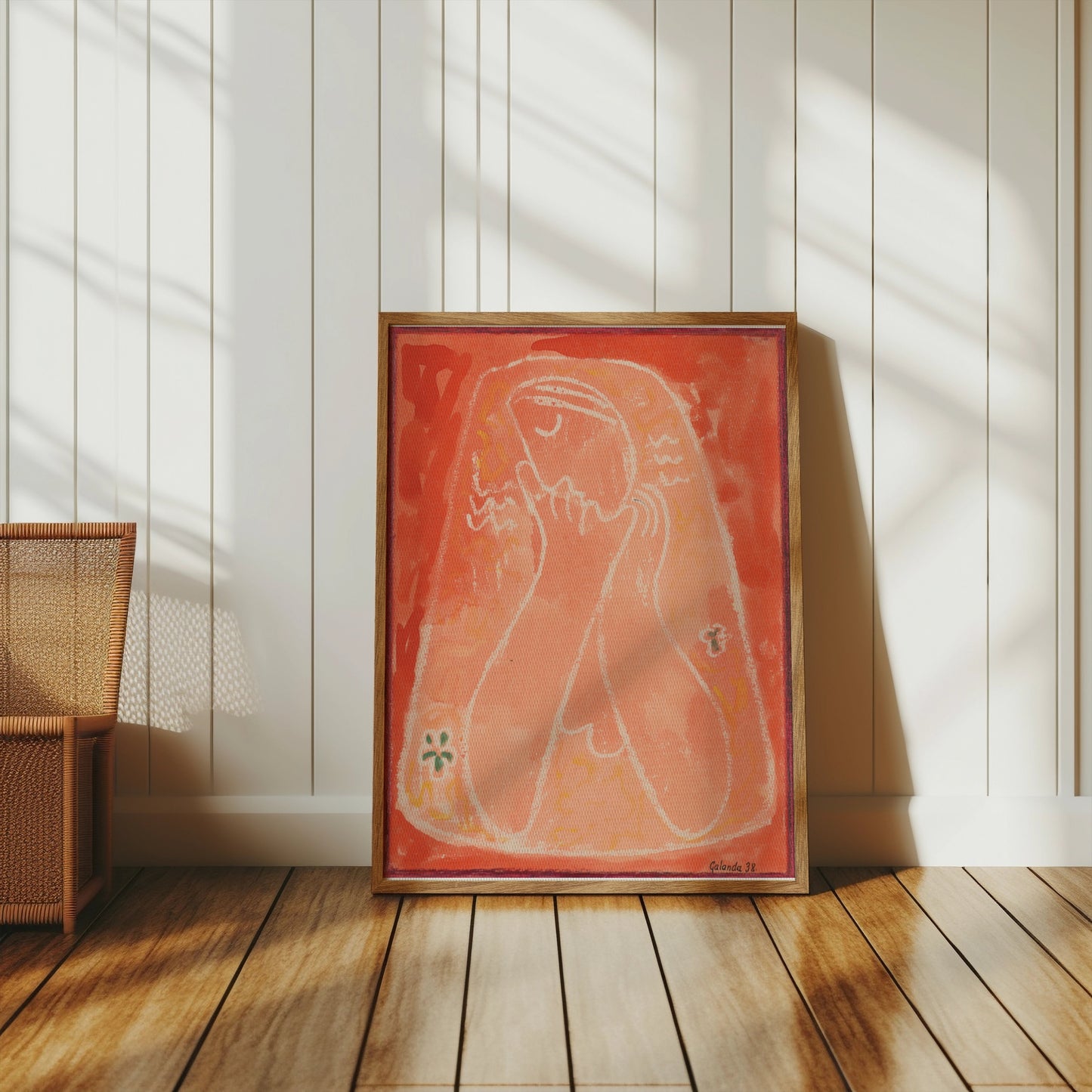 Premium Poster of Abstract Portrait with Red Background Posters