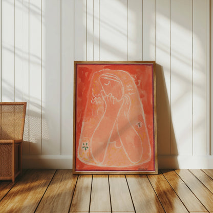 Premium Poster of Abstract Portrait with Red Background Posters