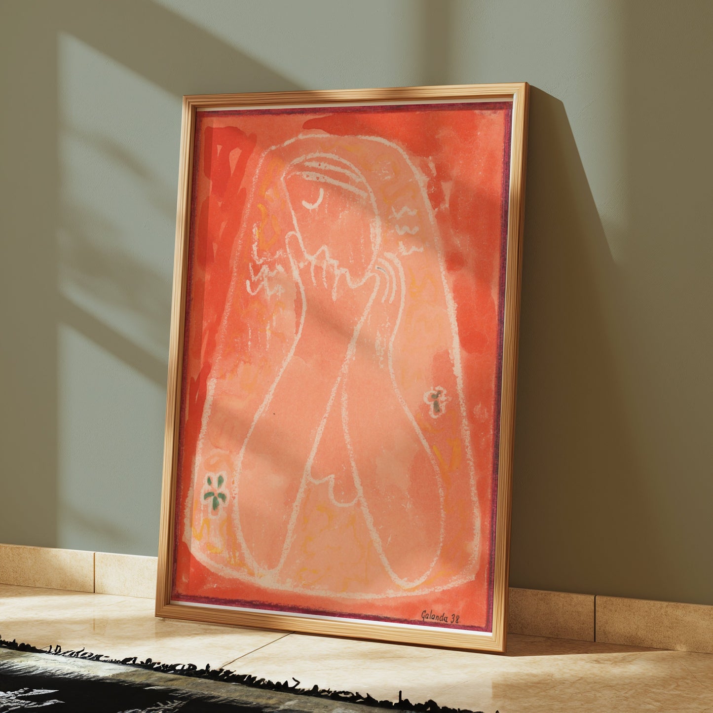 Premium Poster of Abstract Portrait with Red Background Posters