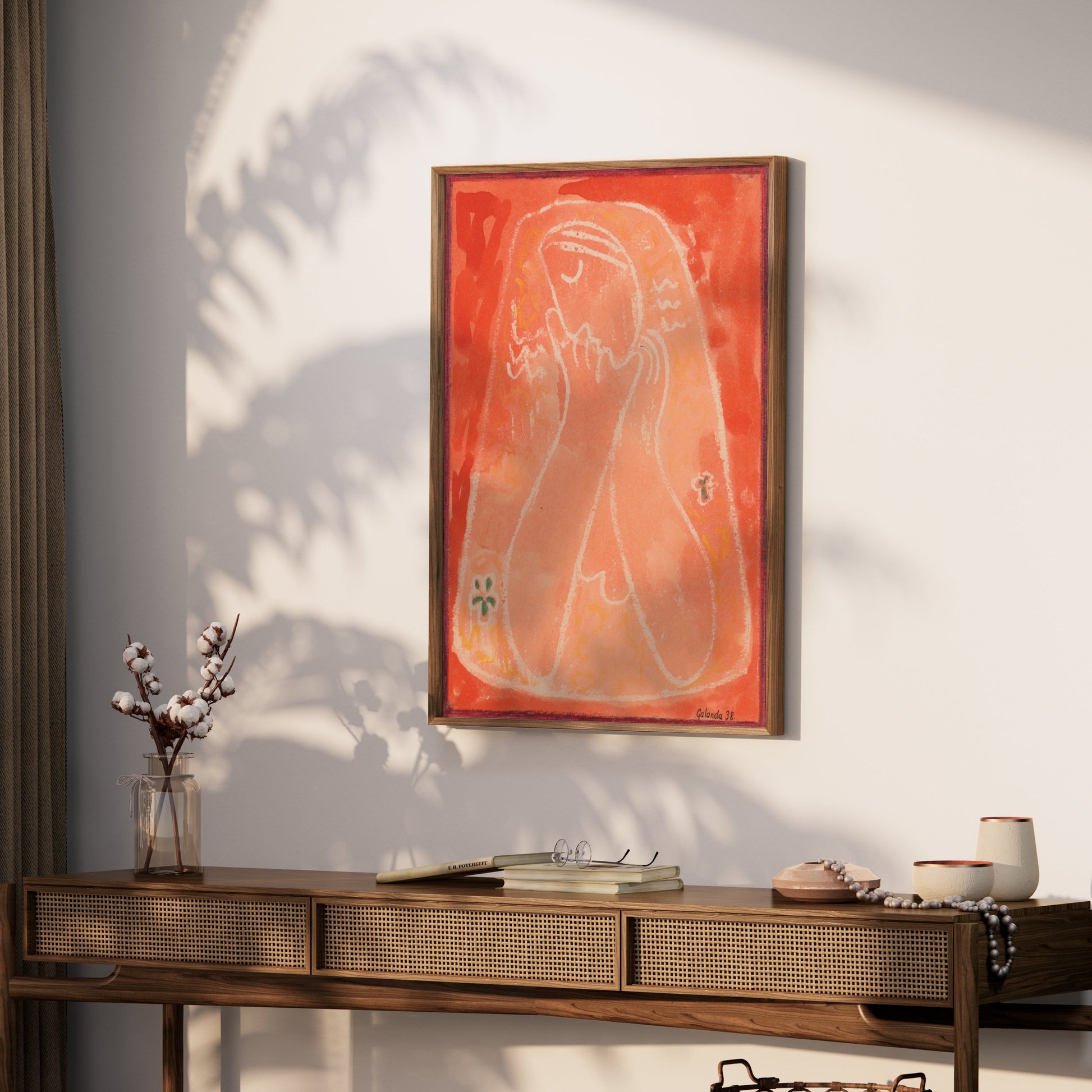 Premium Poster of Abstract Portrait with Red Background Posters
