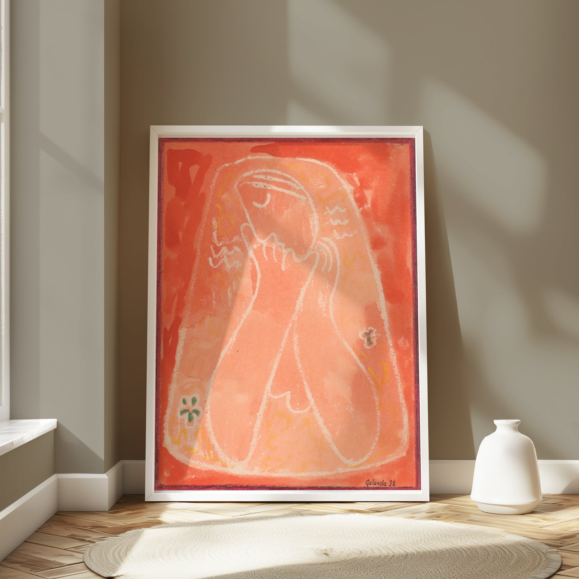 Premium Poster of Abstract Portrait with Red Background Posters