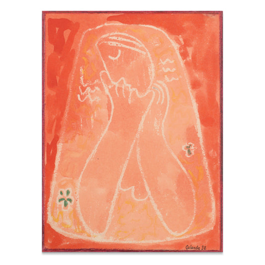 Premium Poster of Abstract Portrait with Red Background Posters