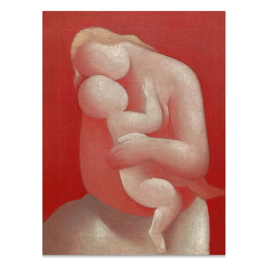Premium Poster of Abstract Red Background Mother and Child Art Posters