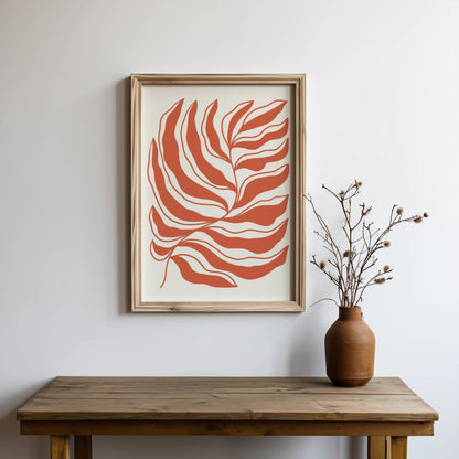 Premium Poster of Abstract Red and Beige Leaf Artistic Design Posters