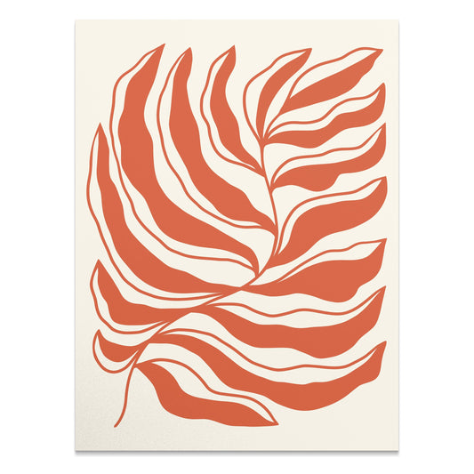 Premium Poster of Abstract Red and Beige Leaf Artistic Design Posters