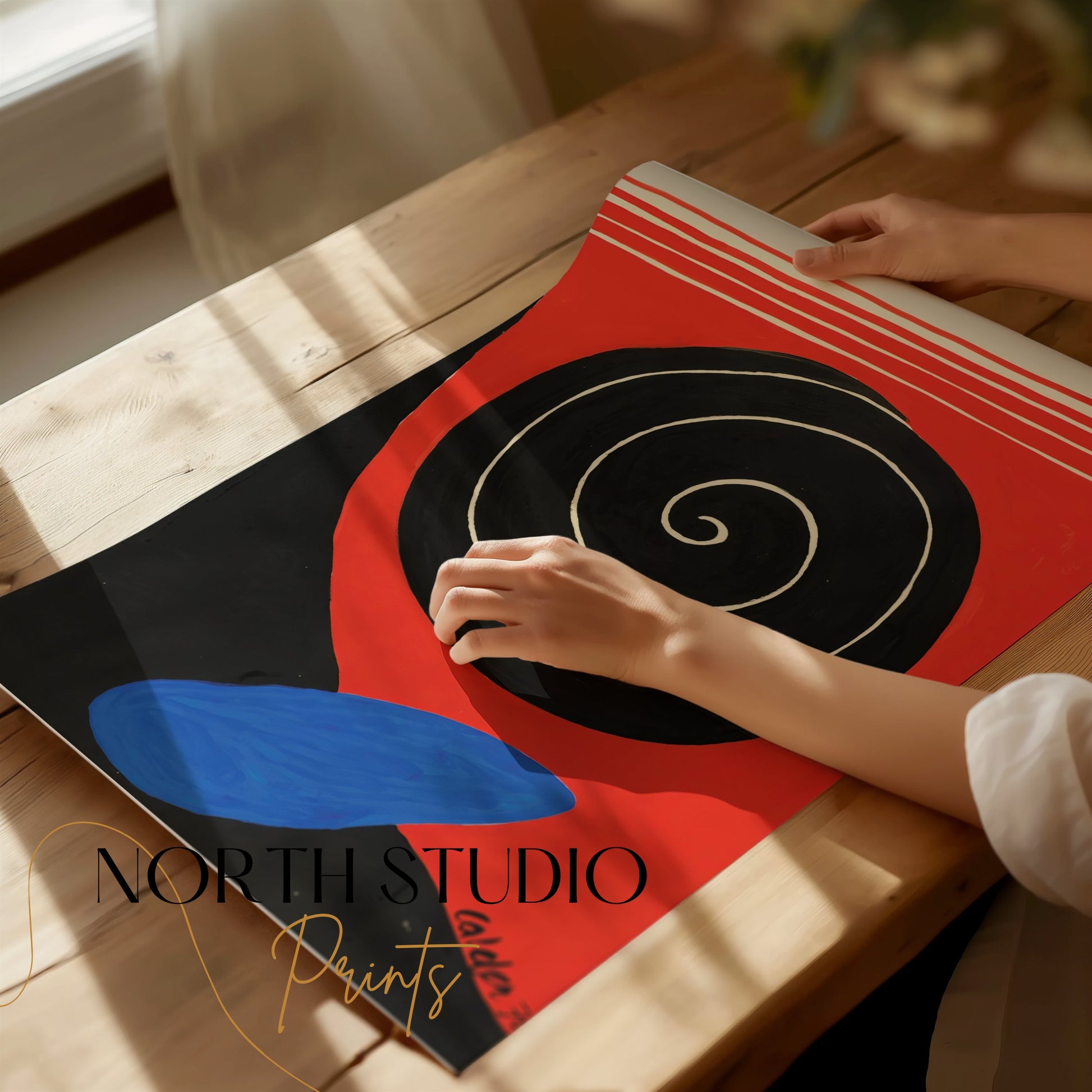 Premium Poster of Abstract Red and Black Spiral Art Modern Wall Posters