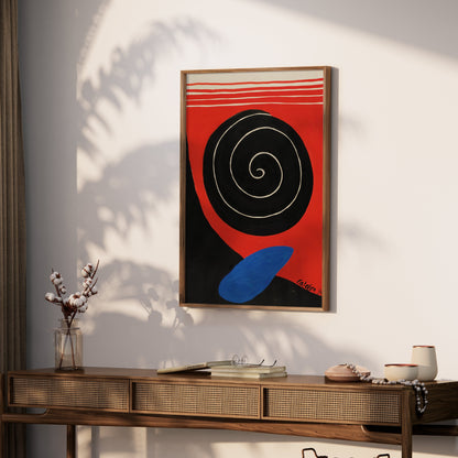 Premium Poster of Abstract Red and Black Spiral Art Modern Wall Posters