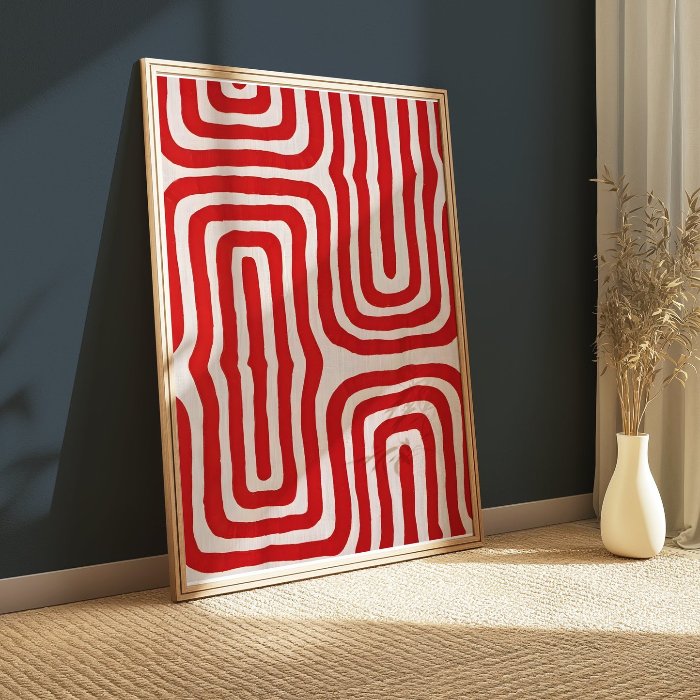 Premium Poster of Abstract Red and White Geometric Pattern Art Posters