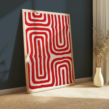 Premium Poster of Abstract Red and White Geometric Pattern Art Posters